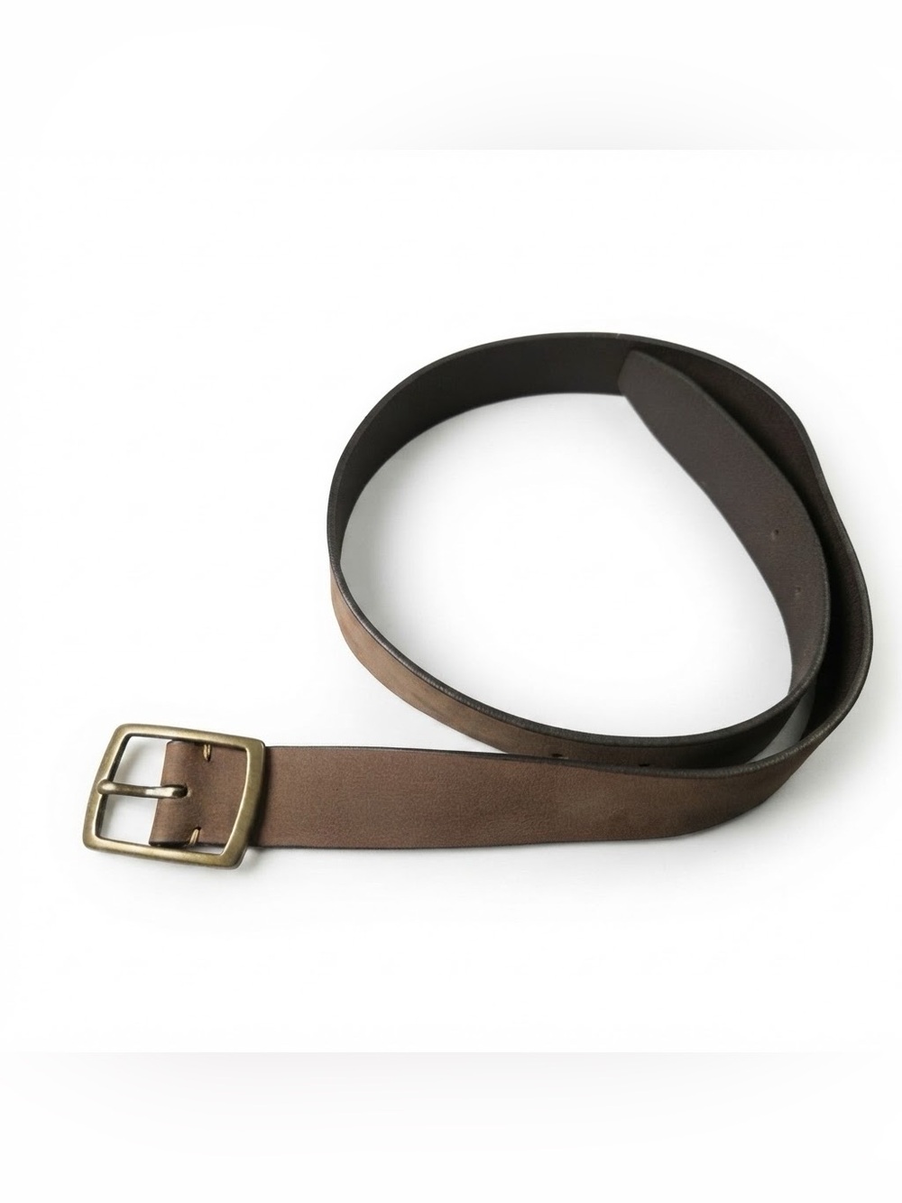 Vintage Style Gap Brown Leather Belt Solid Brass Hardware